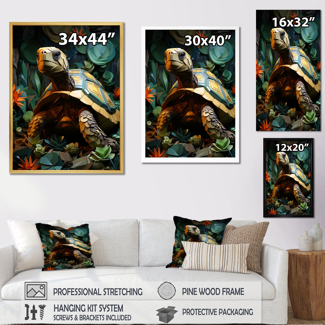 Cubist Reptile - Turtle Canvas Wall Art