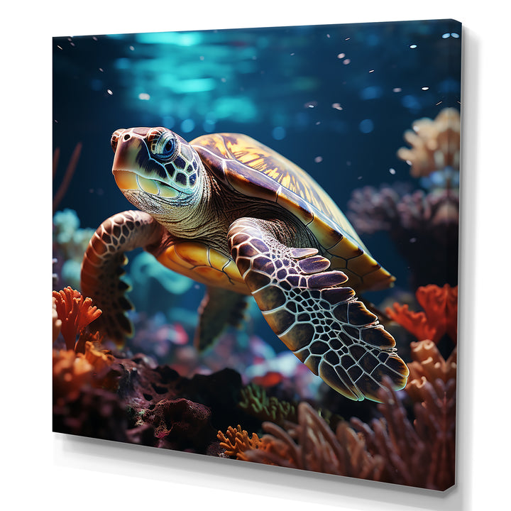 Tranquility Of A Turtle In A Dream - Turtle Framed Canvas Art