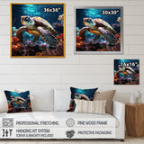 Tranquility Of A Turtle In A Dream - Turtle Framed Canvas Art