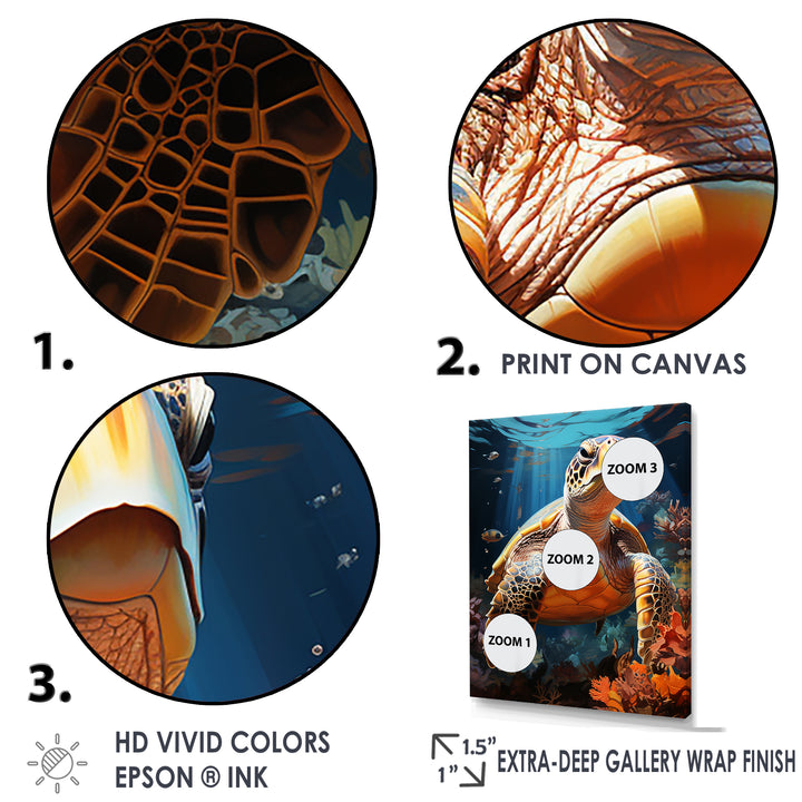 Fantasy Reef - Turtle Large Canvas Wall Art