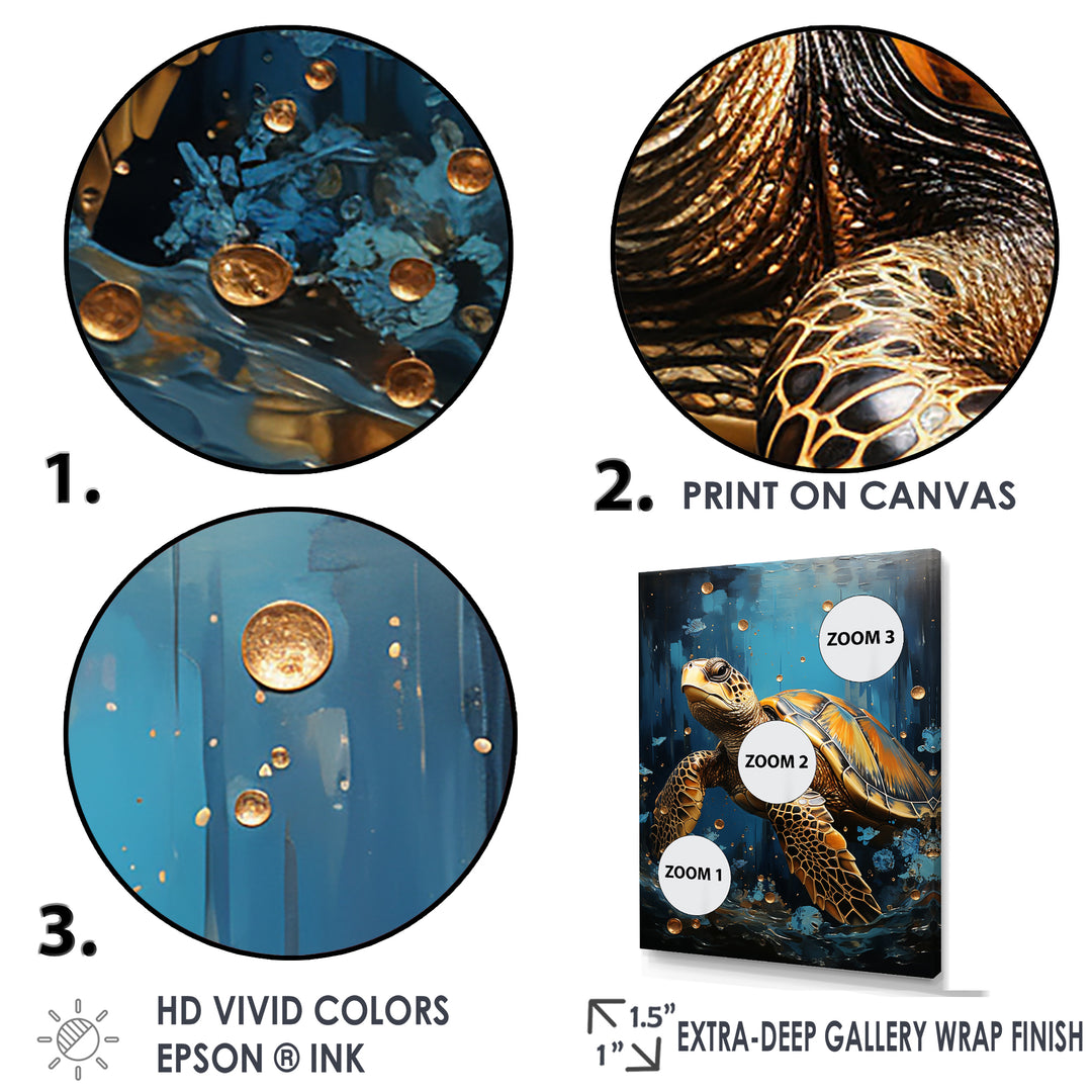 Underwater Golden Shell - Turtle Home Decor Art