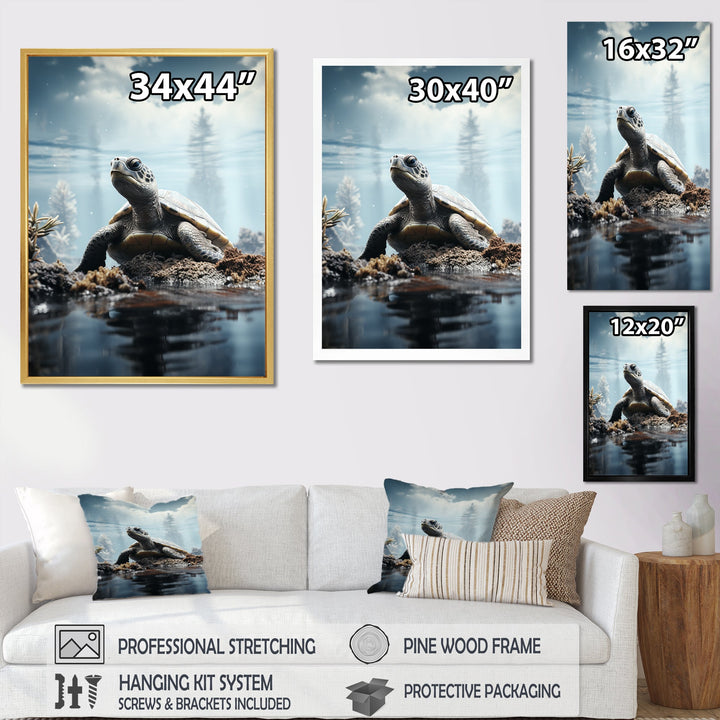 Minimalist Portrayal Of A Turtle - Black Turtle Wall Art
