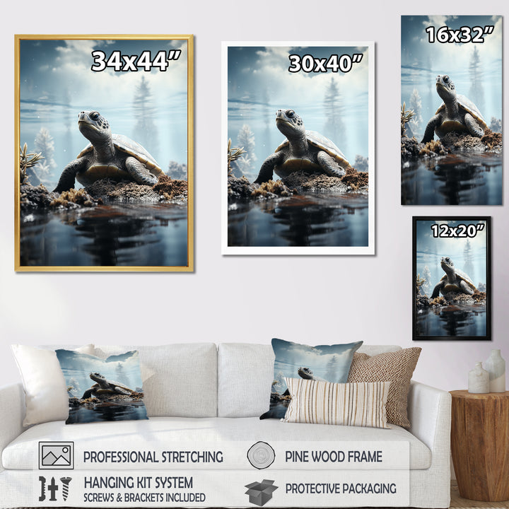 Minimalist Portrayal Of A Turtle - Black Turtle Wall Art