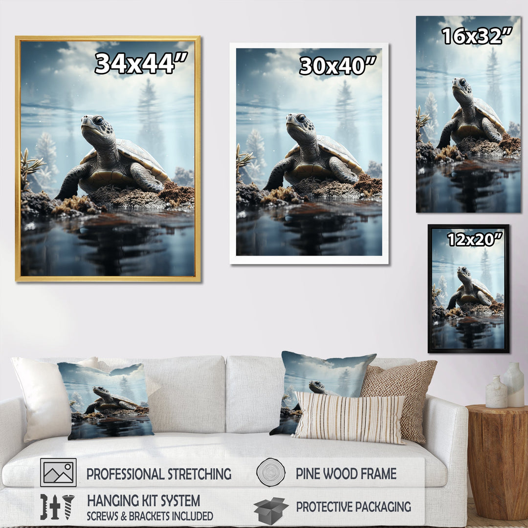 Minimalist Portrayal Of A Turtle - Black Turtle Wall Art