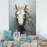 Minimalism Flower Hair Horse - Beige Horse Wall Art