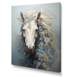 Minimalism Flower Hair Horse - Beige Horse Wall Art