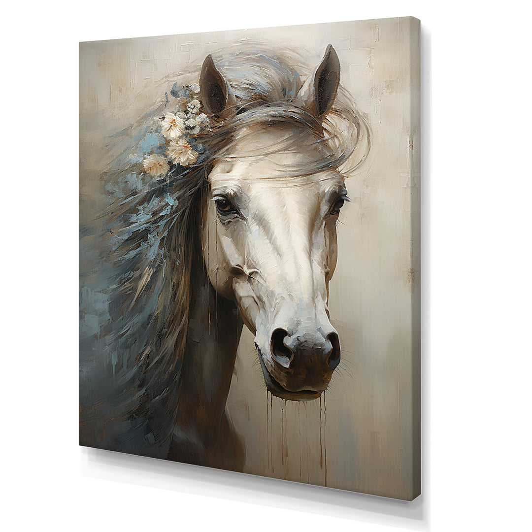 Minimalism Black and white Horse - Horse Large Canvas Wall Art