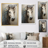 Minimalism Black and white Horse - Horse Large Canvas Wall Art