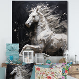 Minimalism Black and white Galloping Horse - Horse Home Decor Art