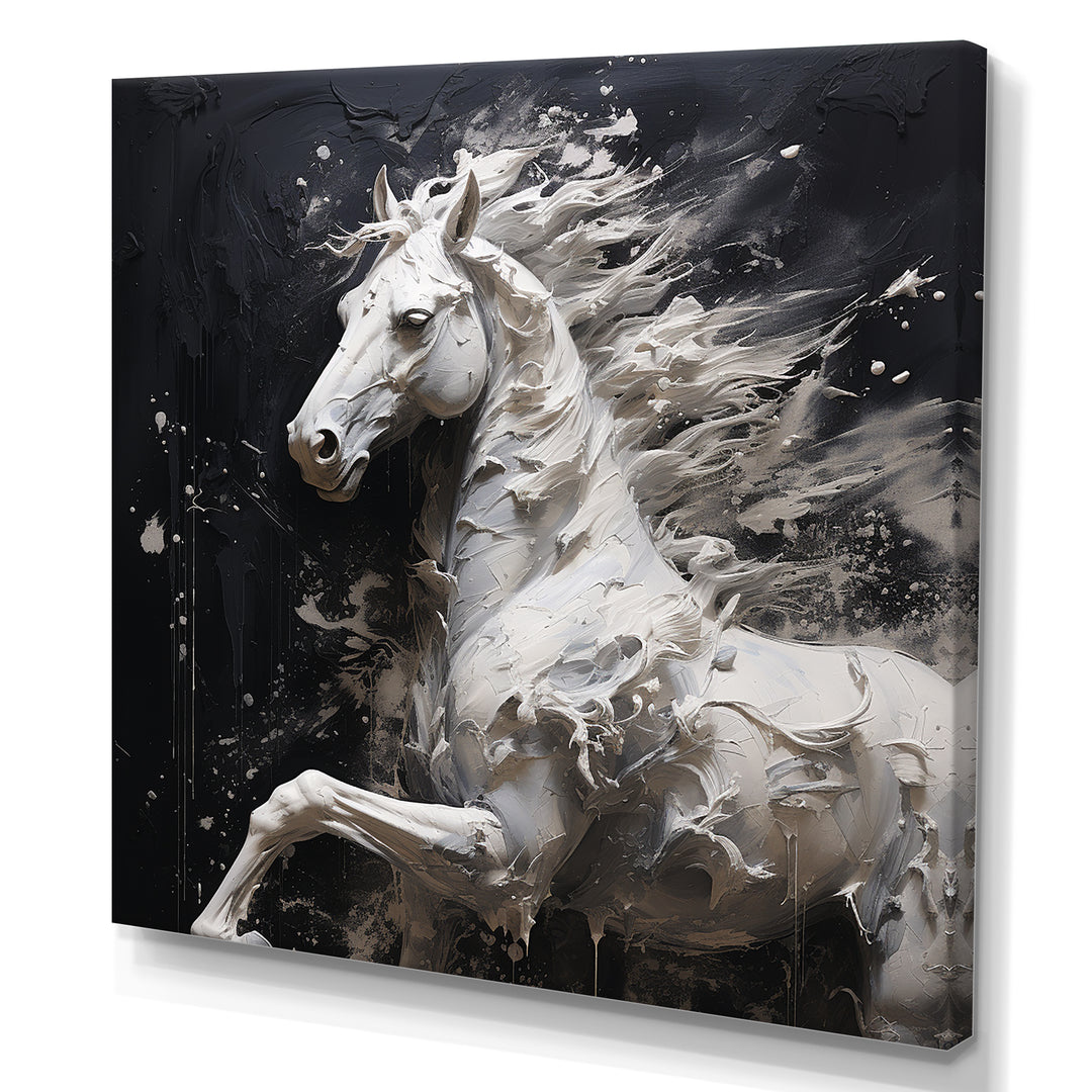 Minimalism Black and white Galloping Horse - Horse Home Decor Art
