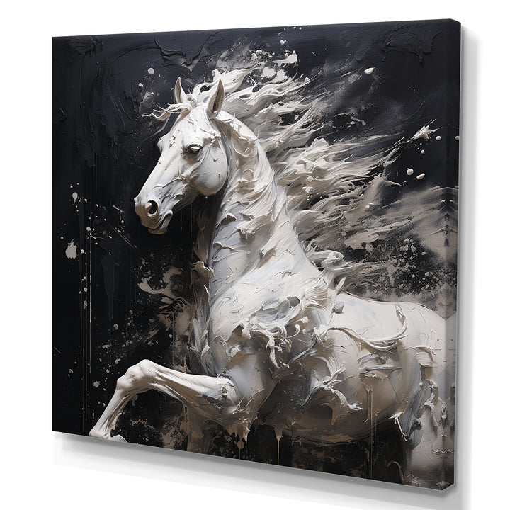Minimalism Black and white Galloping Horse - Horse Home Decor Art