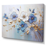 Blue And Gold Exquisit Violets - Floral Canvas Wall Art