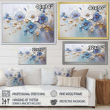 Blue And Gold Exquisit Violets - Floral Canvas Wall Art