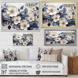 Blue And Gold Minimalism Violets - Floral Canvas Wall Art