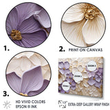 Purple And White Minimalism Violets - Floral Canvas Wall Art