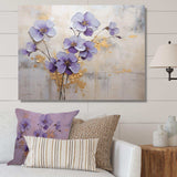 Purple And Gold Adorned Violets Meadow I - Floral Canvas Wall Art