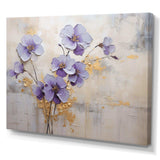 Purple And Gold Adorned Violets Meadow I - Floral Canvas Wall Art