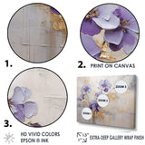 Purple And Gold Adorned Violets Meadow I - Floral Canvas Wall Art