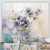 Beige And Purple Adorned Violets - Floral Canvas Wall Art