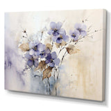 Beige And Purple Adorned Violets - Floral Canvas Wall Art