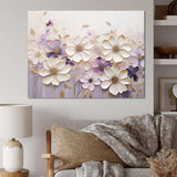 Beige And Purple Adorned Violets I - Floral Canvas Wall Art