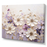 Beige And Purple Adorned Violets I - Floral Canvas Wall Art