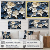 Blue And White Adorned Violets - Floral Canvas Wall Art