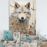 minimalism Beige Wolf expression - Beige Wolf Wall Art