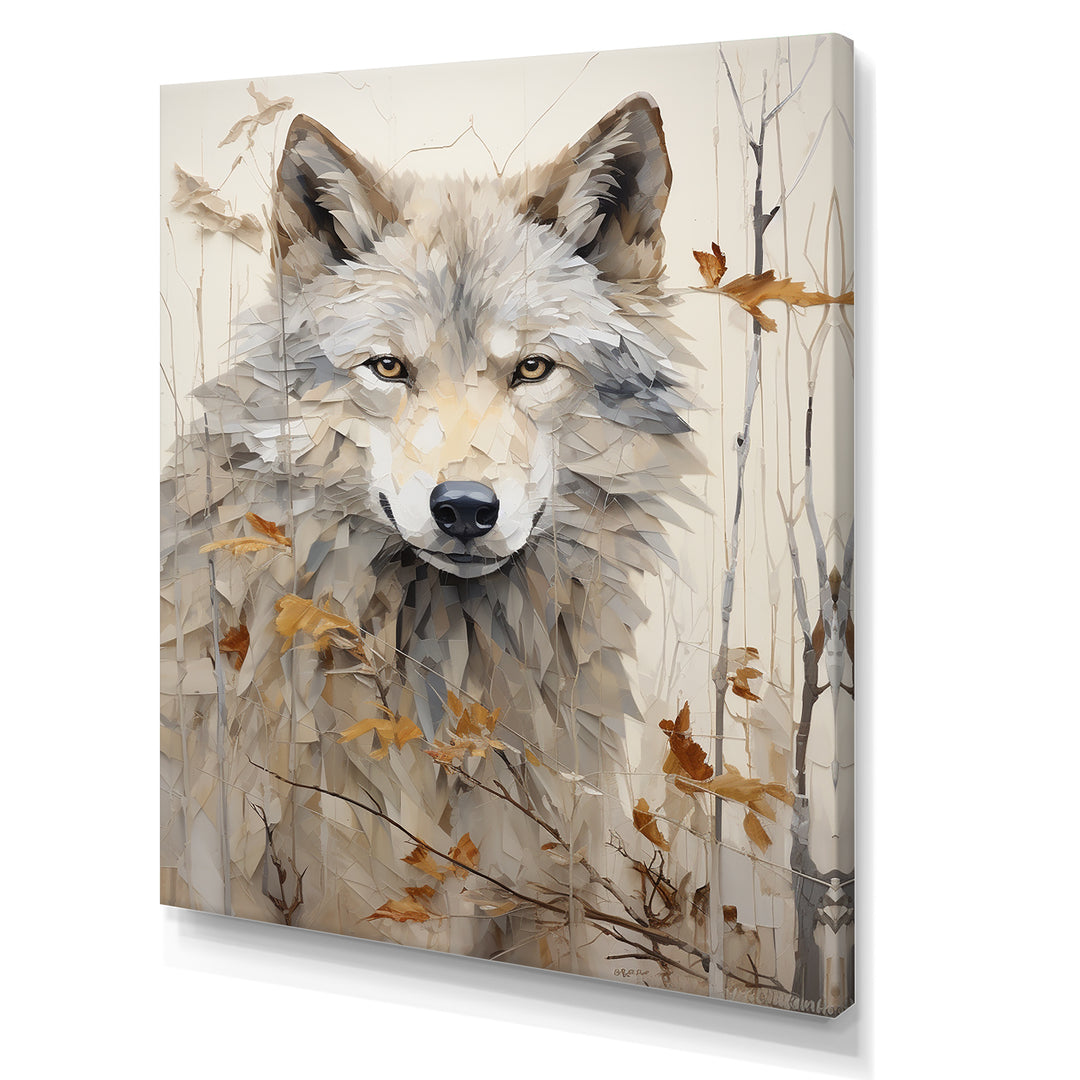 minimalism Beige Wolf expression - Beige Wolf Wall Art
