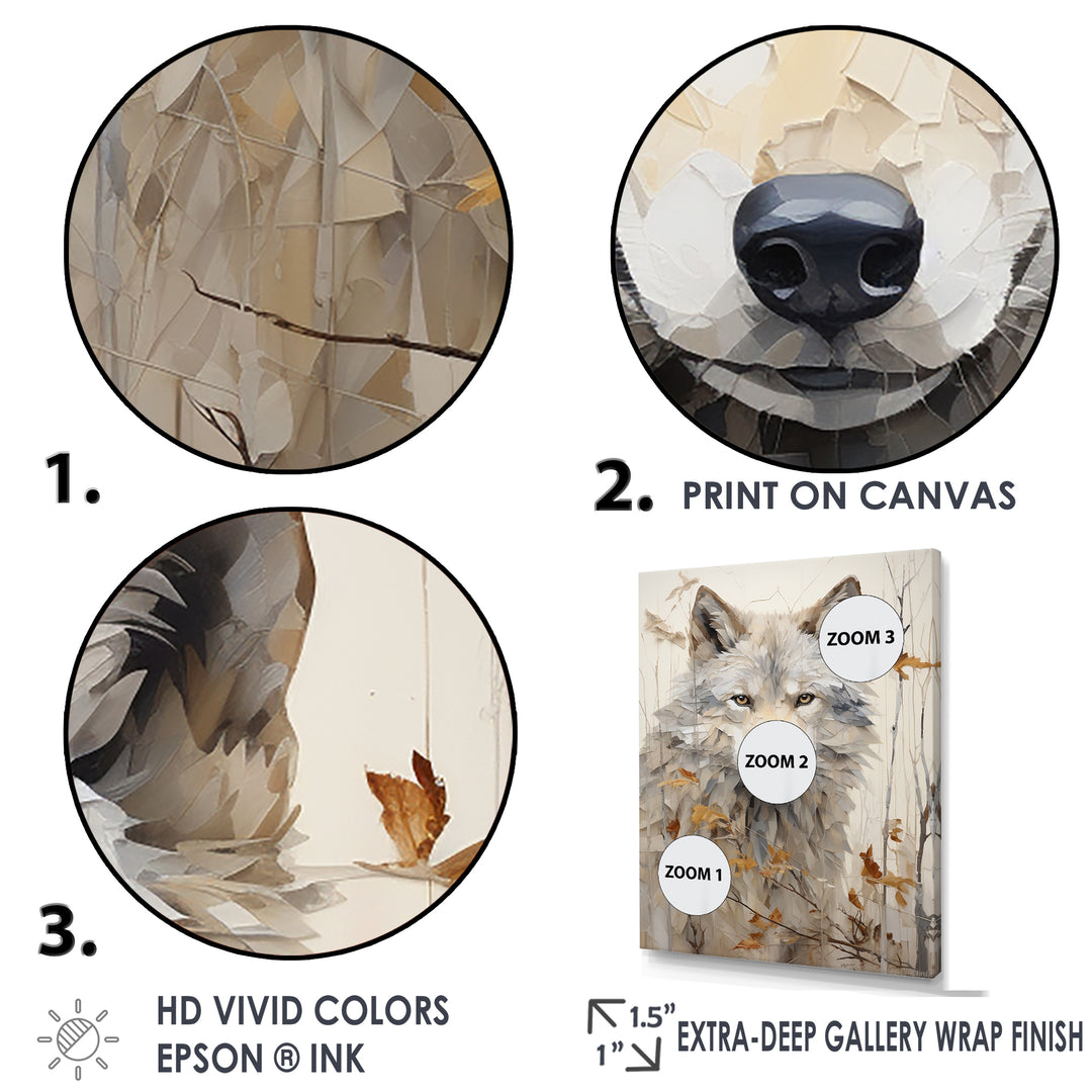 minimalism Beige Wolf expression - Beige Wolf Wall Art