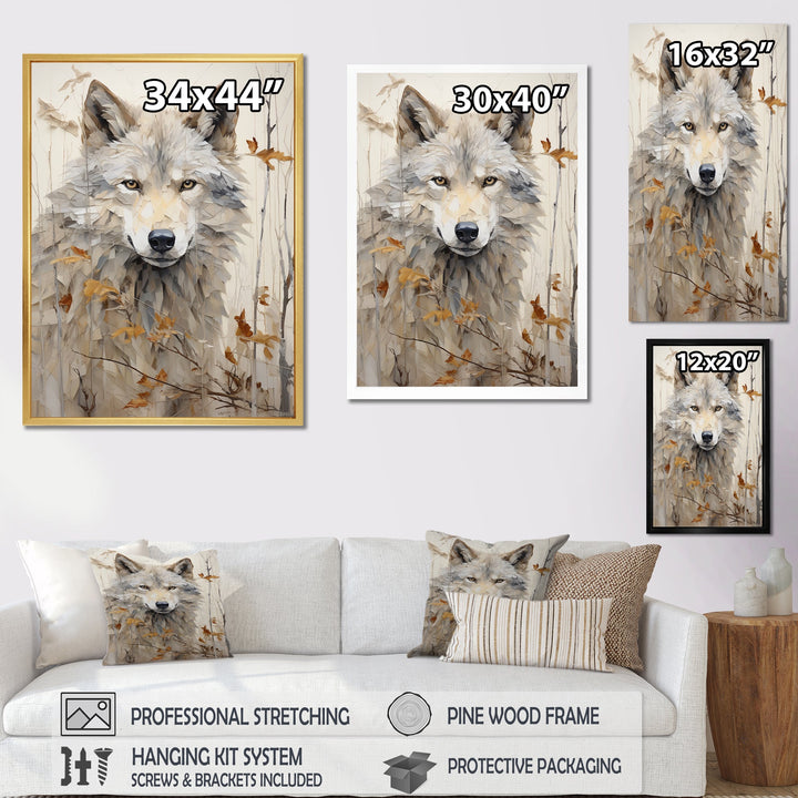 minimalism Beige Wolf expression - Beige Wolf Wall Art