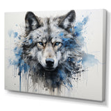 minimalism blue and grey Wolf Expression - Wolf Framed Canvas Art