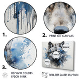 minimalism blue and grey Wolf Expression - Wolf Framed Canvas Art