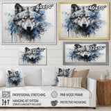 minimalism blue and grey Wolf Expression - Wolf Framed Canvas Art