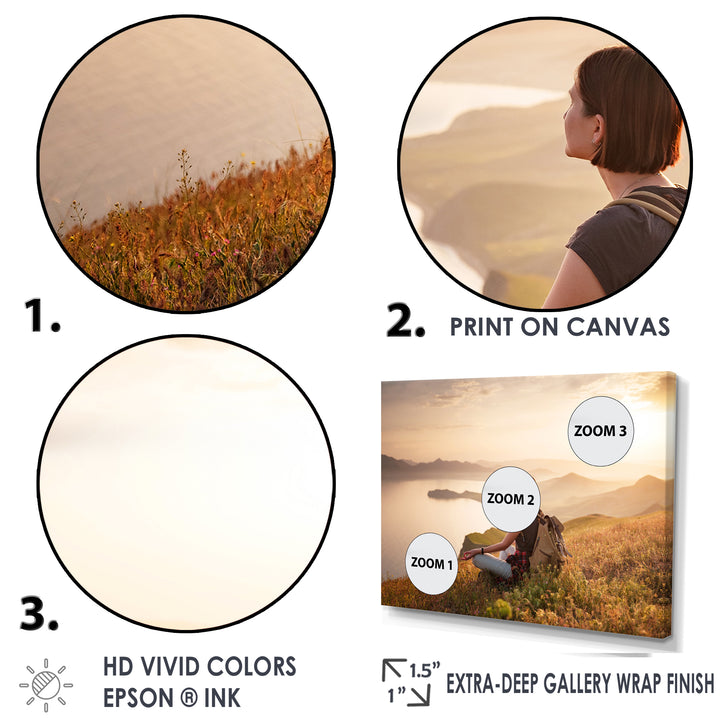 Relaxing Woman Hiking - Hiking Canvas Wall Art