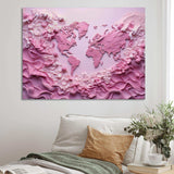 pink Whimsical Waters world map - Map Canvas Wall Art