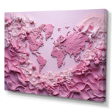 pink Whimsical Waters world map - Map Canvas Wall Art