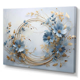 blue and gold Wreath flower - Floral Canvas Wall Art