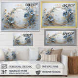 blue and gold Wreath flower - Floral Canvas Wall Art