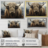 Monochrome Yak Grazing Scene - Yaks Wall Decor
