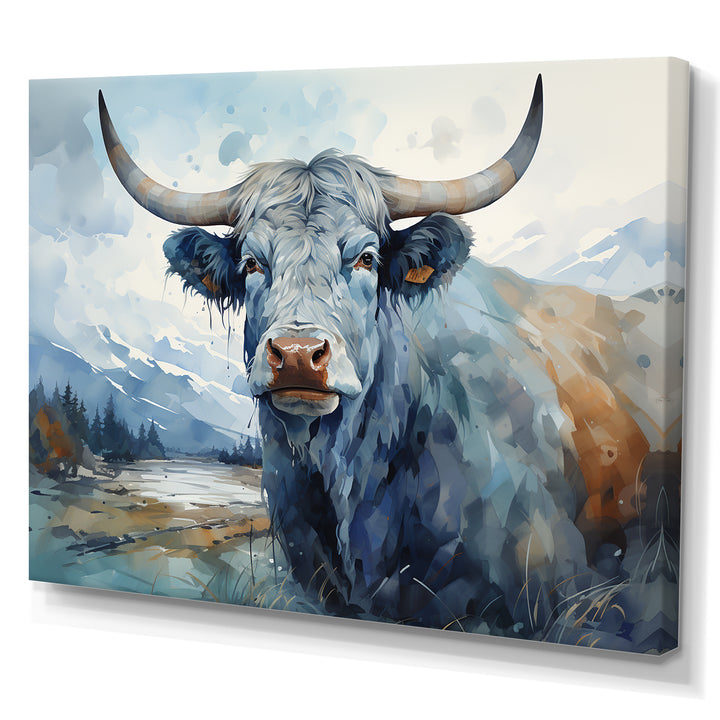 blue and grey yak painting - Yaks Wall Art Prints