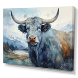 blue and grey yak painting - Yaks Wall Art Prints
