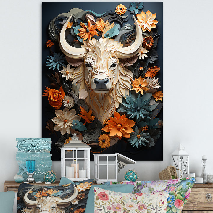 Cubist Herd yak sketch - Beige Yaks Wall Art
