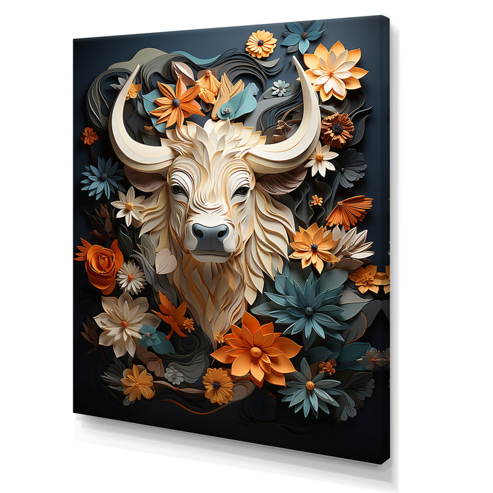 Cubist Herd yak sketch - Beige Yaks Wall Art
