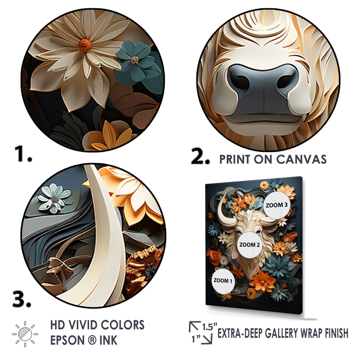 Cubist Herd yak sketch - Beige Yaks Wall Art