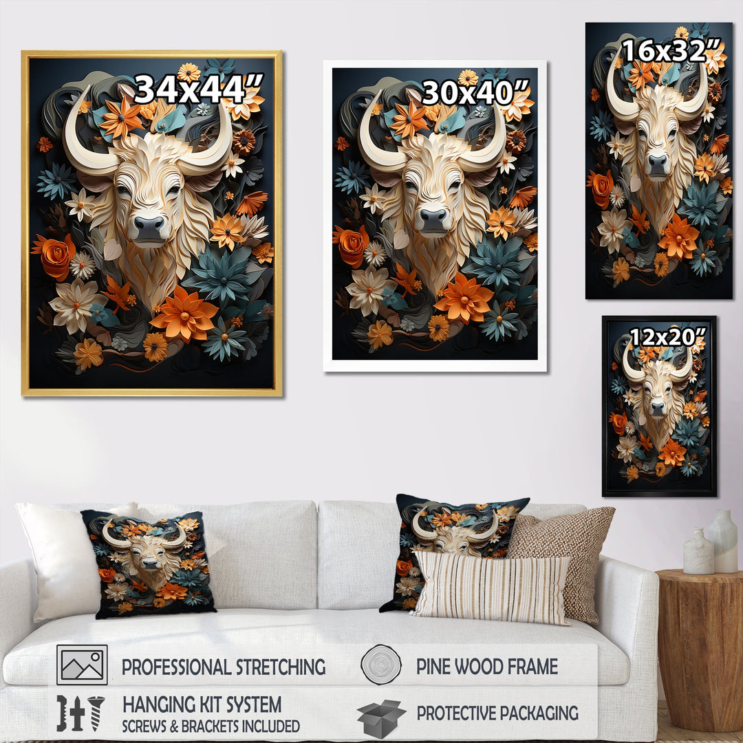 Cubist Herd yak sketch - Beige Yaks Wall Art