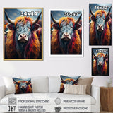 Colorful fur yak portrait - Yaks Large Canvas Wall Art