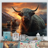 Expressionist Yaks horizon - Yaks Home Decor Art