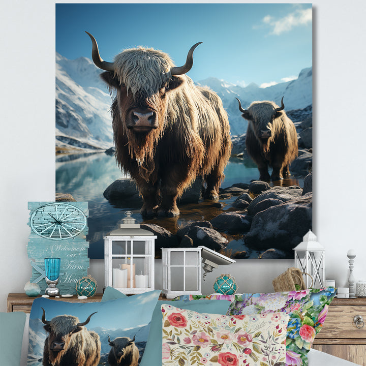 enchanted yaks portrait in winter - Yaks Canvas Wall Art