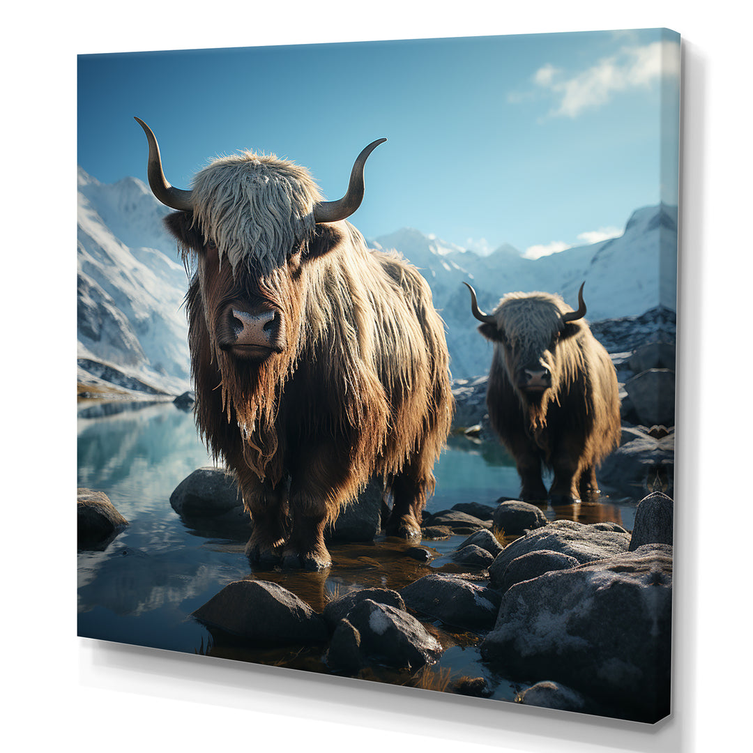 enchanted yaks portrait in winter - Yaks Canvas Wall Art